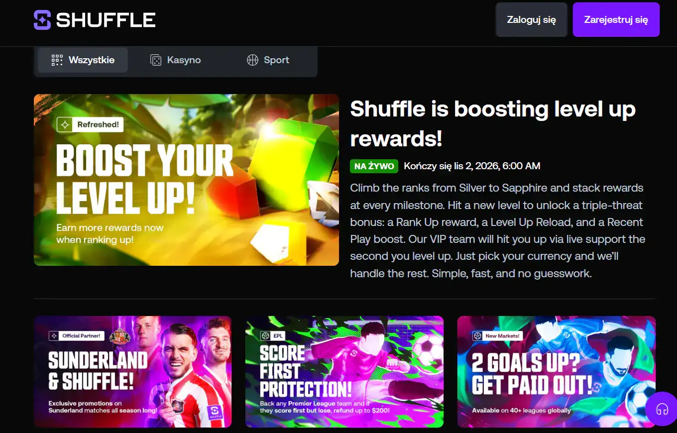 Aktualna karta promocji Shuffle z oficjalnej strony promocji